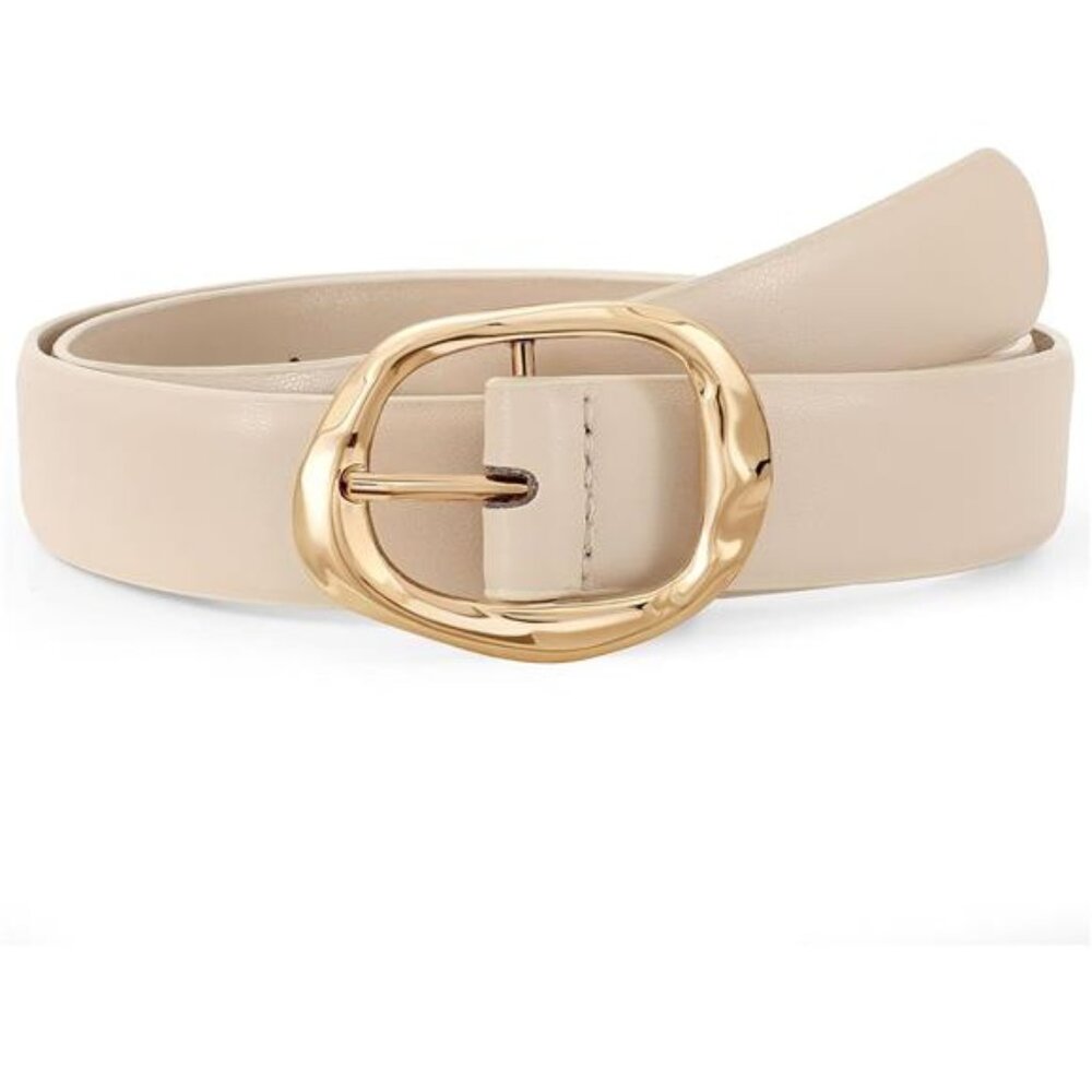 Women’s Leather Belt with Gold Buckle